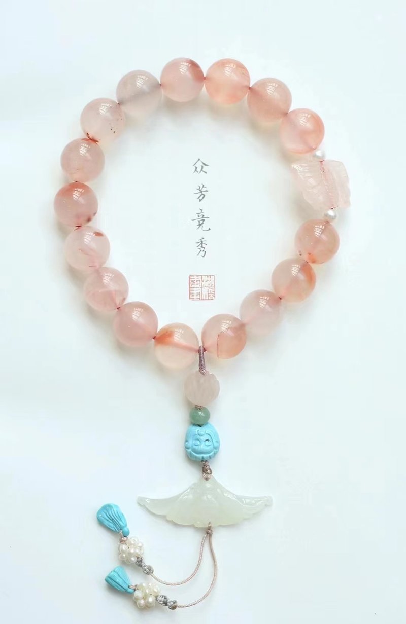赤玉 原礦保山冰飄南紅。生命靈數1 - 手鍊/手環 - 寶石 