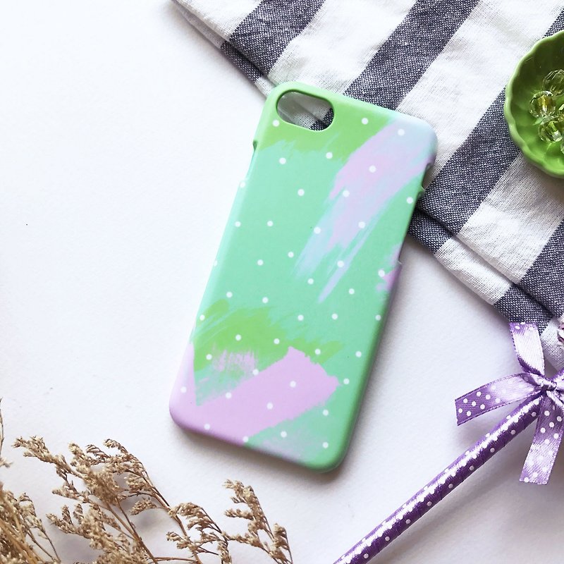 Dots with Greenery and Pale Dogwood. Matte Case( iPhone, HTC, Samsung, Sony ) - Phone Cases - Plastic Pink
