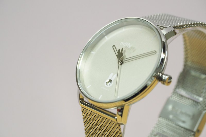 【Pinkoi x miffy】 fouetté x miffy 生活皮革+鋼帶套裝腕錶 銀 - 女裝錶 - 不鏽鋼 銀色