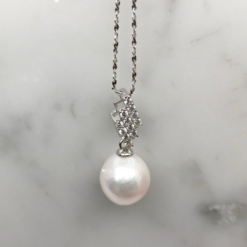 Genuine Freshwater Natural White Round Pearl 18in 925 Silver Flash Necklace - Necklaces - Pearl White