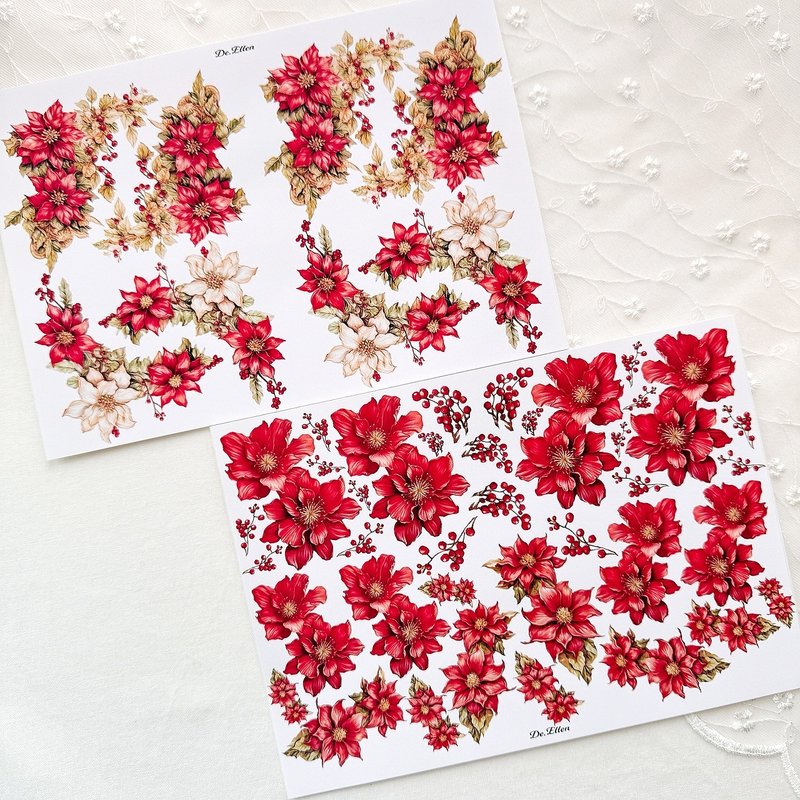 A236 Red - color flower - 貼紙 - 紙 