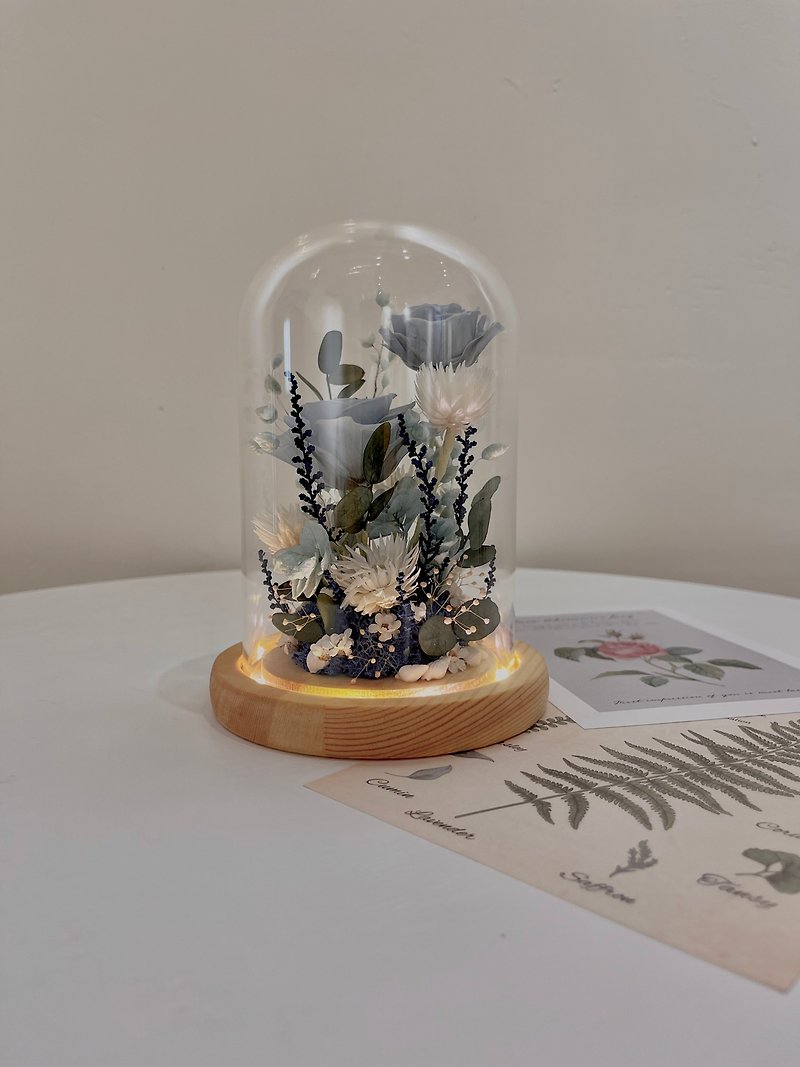Rosemary's Quiet Guardian (Log Night Light) Preserved Flower/Valentine's Day/Birthday/Graduation Gift - Dried Flowers & Bouquets - Plants & Flowers Blue