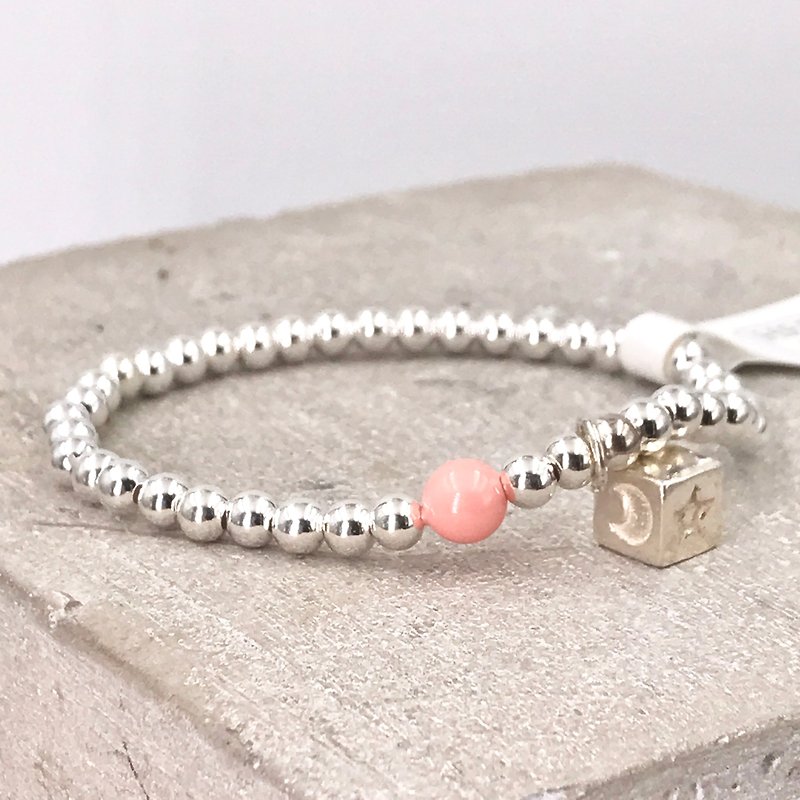 B40013 Cube Silver 925 & Swarovski Crystal Bracelet  - Bracelets - Paper Pink