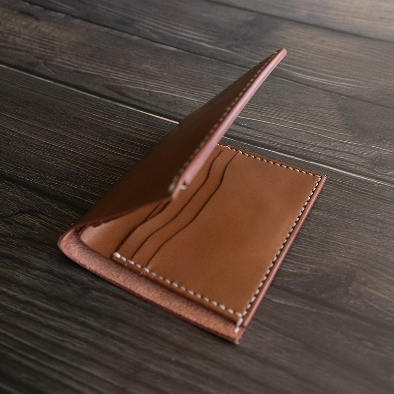 Genuine Leather Leather Goods Brown - 6-Card Mini Wallet。Leather Stitching Pack。BSP080