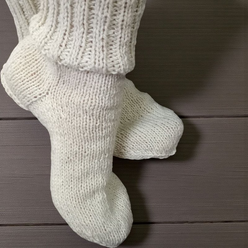 Hand-Knitted 100% Wool Socks • Natural Colors • Warm Winter Socks • Handmade Gif - Socks - Wool White
