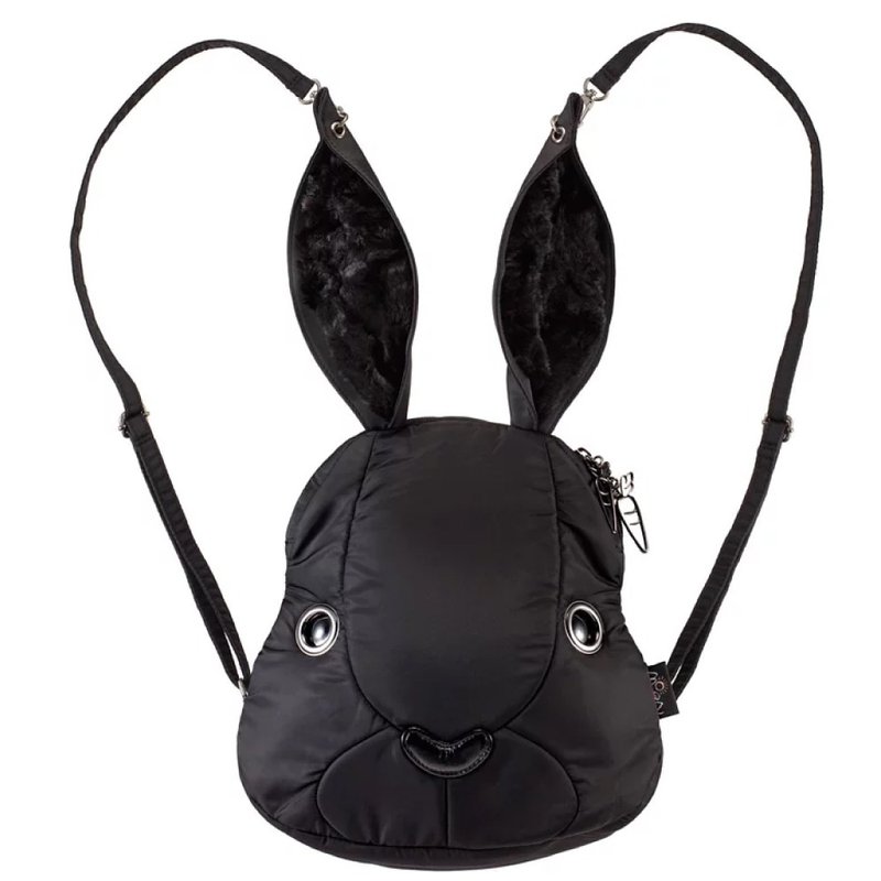 Morn Creations Genuine Cute Rabbit Backpack-Black (M) (RA-707-BK) - กระเป๋าเป้สะพายหลัง - วัสดุอื่นๆ สีดำ