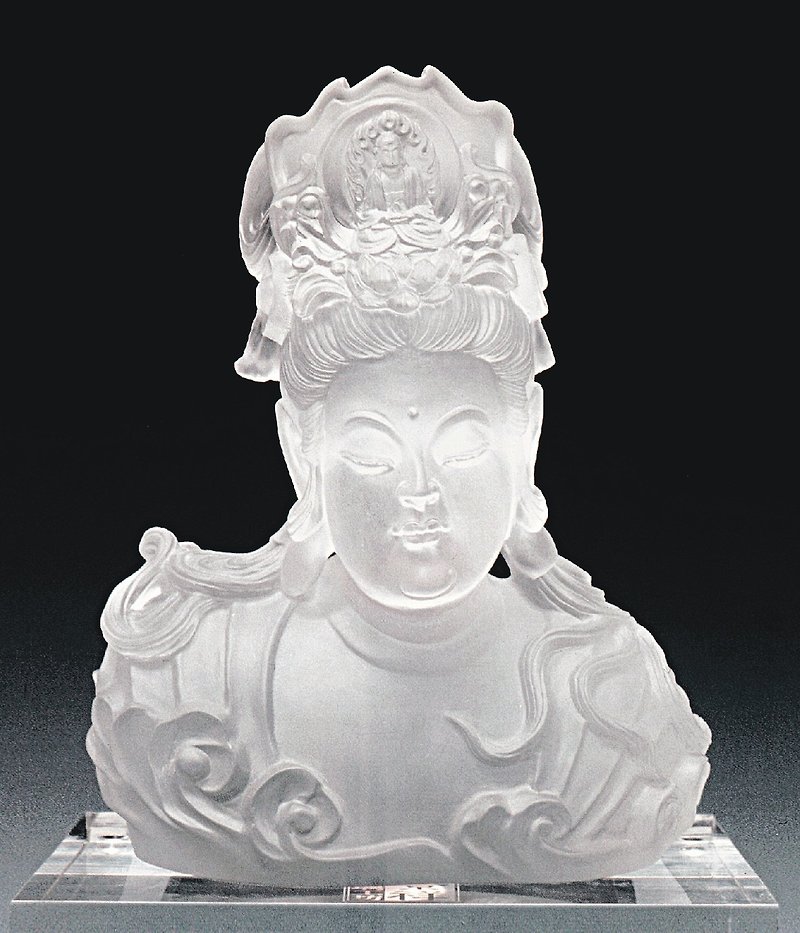 Glass white jade Guanyin opening gift promotion gift retirement gift veteran gift wedding gift - Other - Other Materials Gold