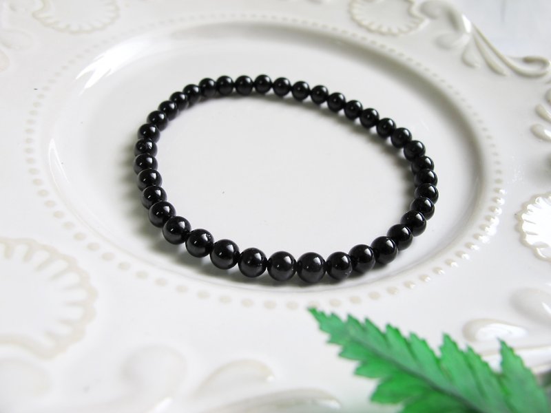 Small beads 4.7mm black tourmaline [small black tourmaline] amulet to eliminate turbidity, eliminate stress, ward off evil and turn evil - Bracelets - Crystal Black
