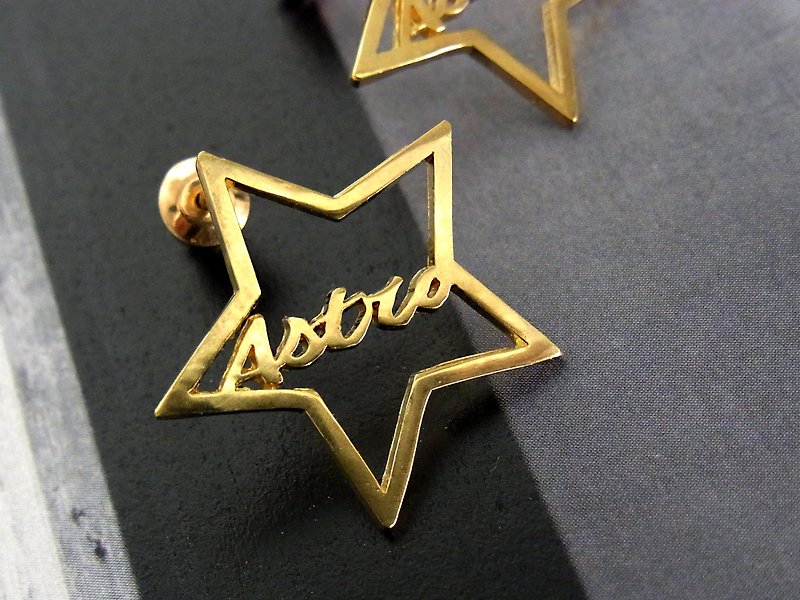 【Resale】 Line Star Earrings / brass - ต่างหู - ทองแดงทองเหลือง สีทอง