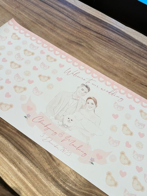 MYLove Design HK 客製化卡通主題婚禮簽名留言畫布 油畫布訂製
