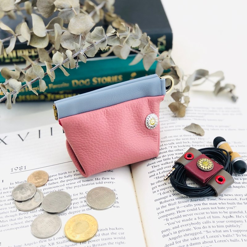 Shrapnel stereo multi-function small bag --- purse / storage / key / headset - Coin Purses - Genuine Leather Pink