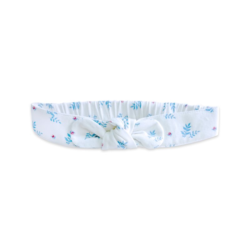 【Deux Filles Organic Cotton】Baby Hairband-Blue Leaves - หมวกเด็ก - ผ้าฝ้าย/ผ้าลินิน สีน้ำเงิน