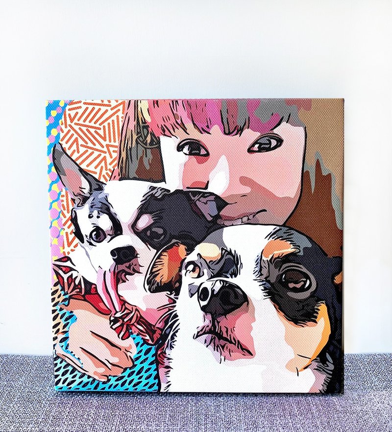 19x19cm custom design drawing for pet or figure/canvas print wall art/pop art - ภาพวาดบุคคล - ไฟเบอร์อื่นๆ หลากหลายสี