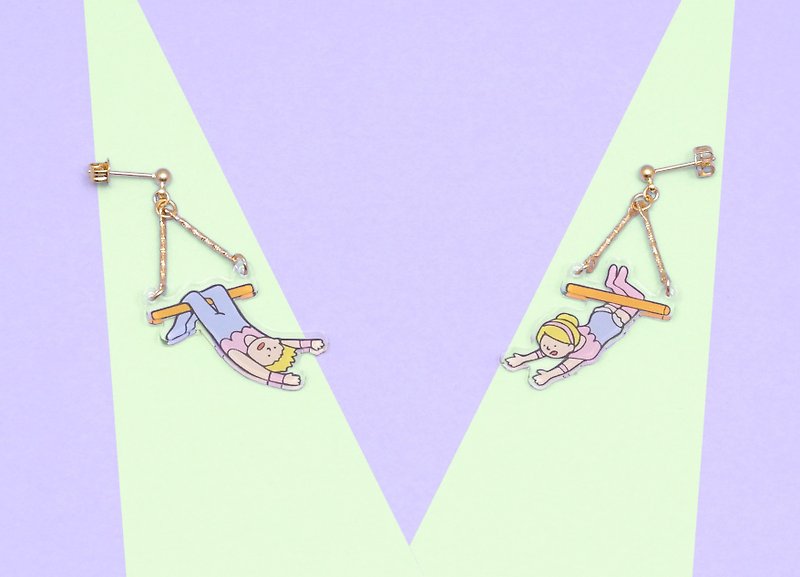 trapezist earrings - Earrings & Clip-ons - Acrylic Multicolor