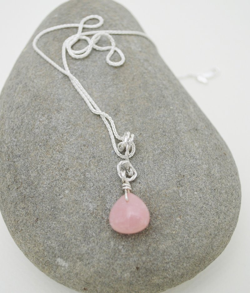 Rope Series 2‧Pink Opal‧Silver Necklace - Necklaces - Sterling Silver Pink