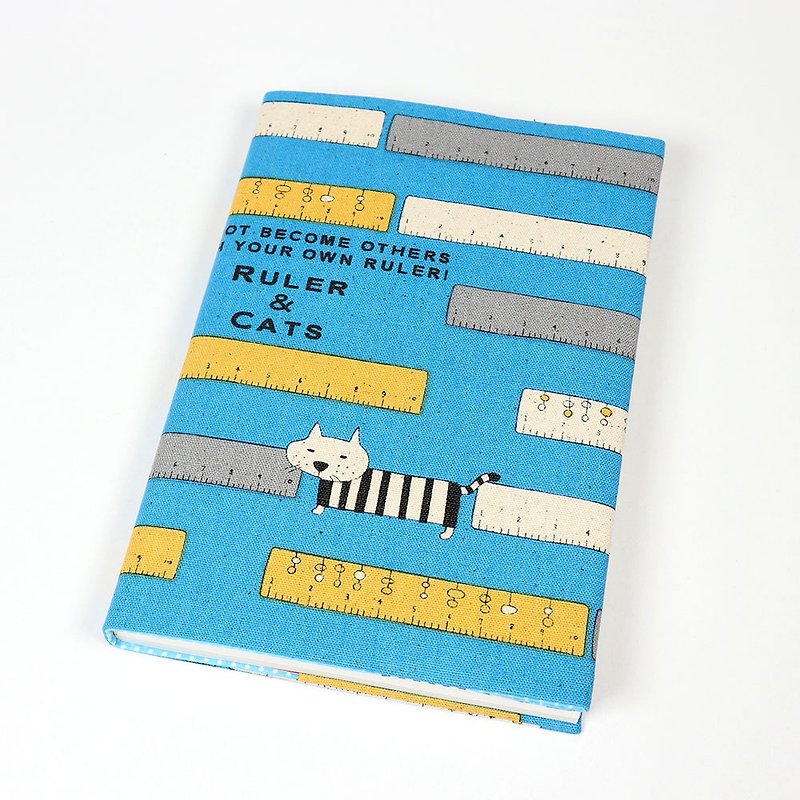 A5 Adjustable Mother's Handbook Cloth Book Cloth Cover - Ruler Cat (Blue) - Notebooks & Journals - Cotton & Hemp Blue