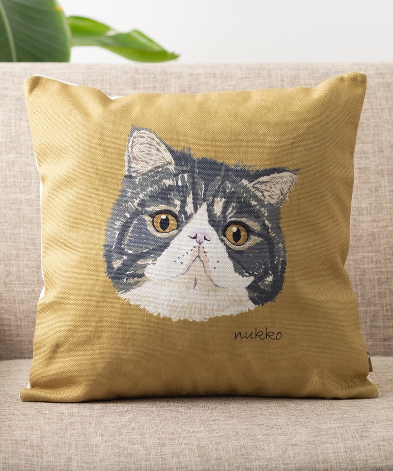 Nukko x Jubilee Collaboration Cushion Cover Pet Design Cat (Ao) - หมอน - ผ้าฝ้าย/ผ้าลินิน หลากหลายสี