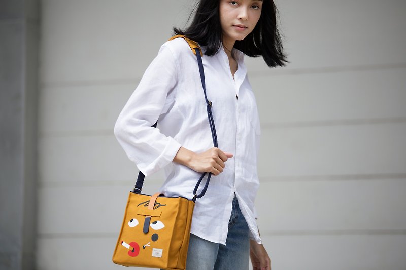 Jam Samantha sling bag - กระเป๋าแมสเซนเจอร์ - ผ้าฝ้าย/ผ้าลินิน สีเหลือง