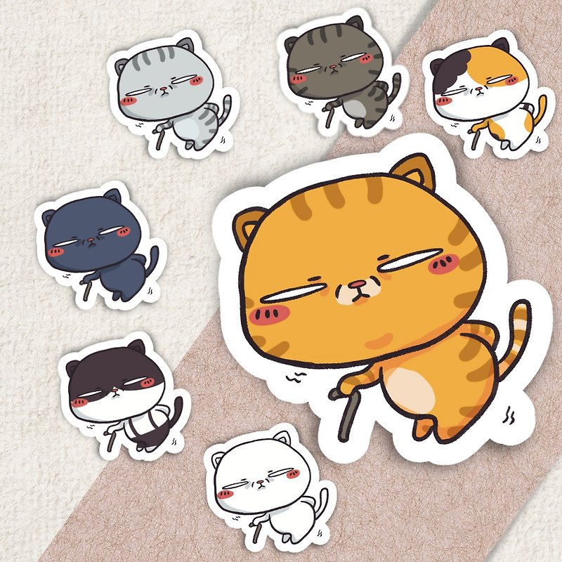 Cat stickers / Yo my waist / pvc / 5cm - Stickers - Other Materials Multicolor