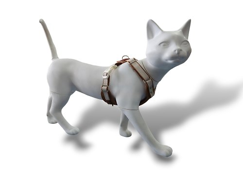 Auskommen 寵物精品 貓咪 小型犬 X胸背帶 (典藏款) 米白