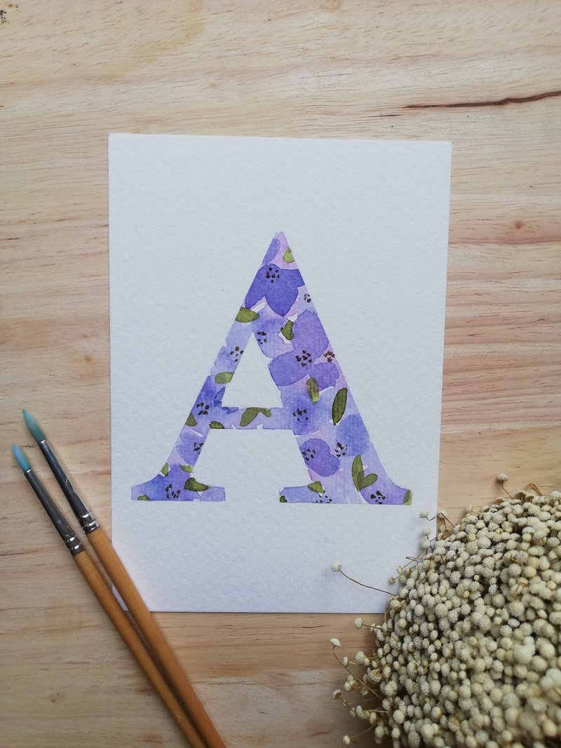 Floral Alphabet Original Painting - 擺飾/家飾品 - 紙 多色