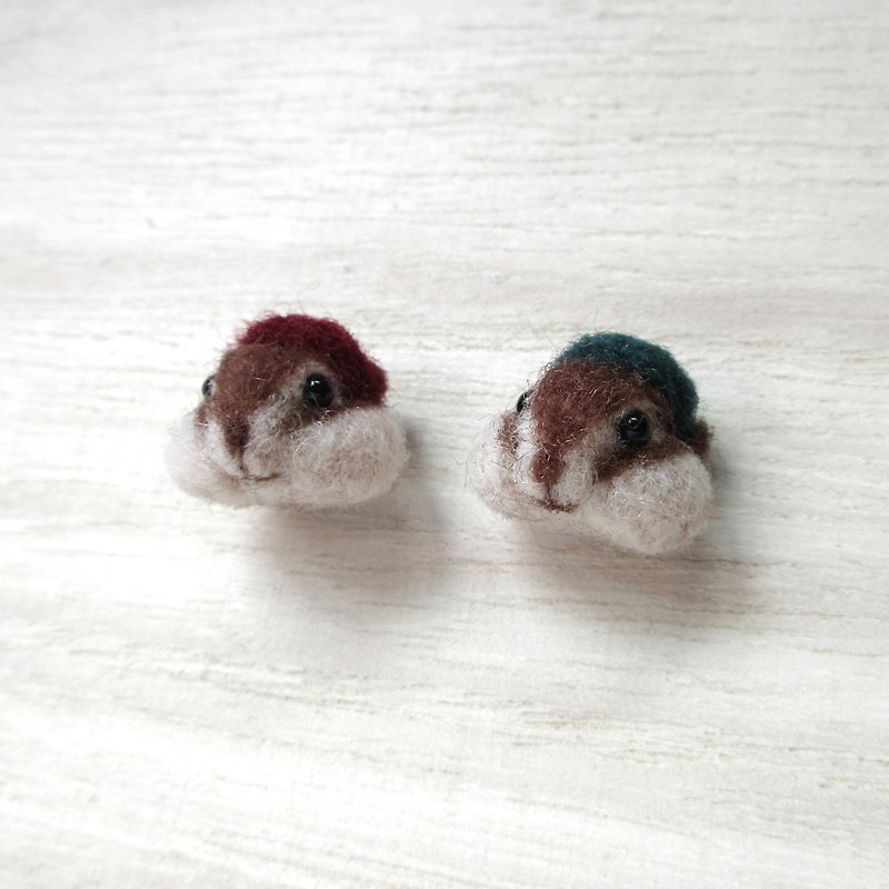 Felted chipmunk earrings - Earrings & Clip-ons - Wool Brown