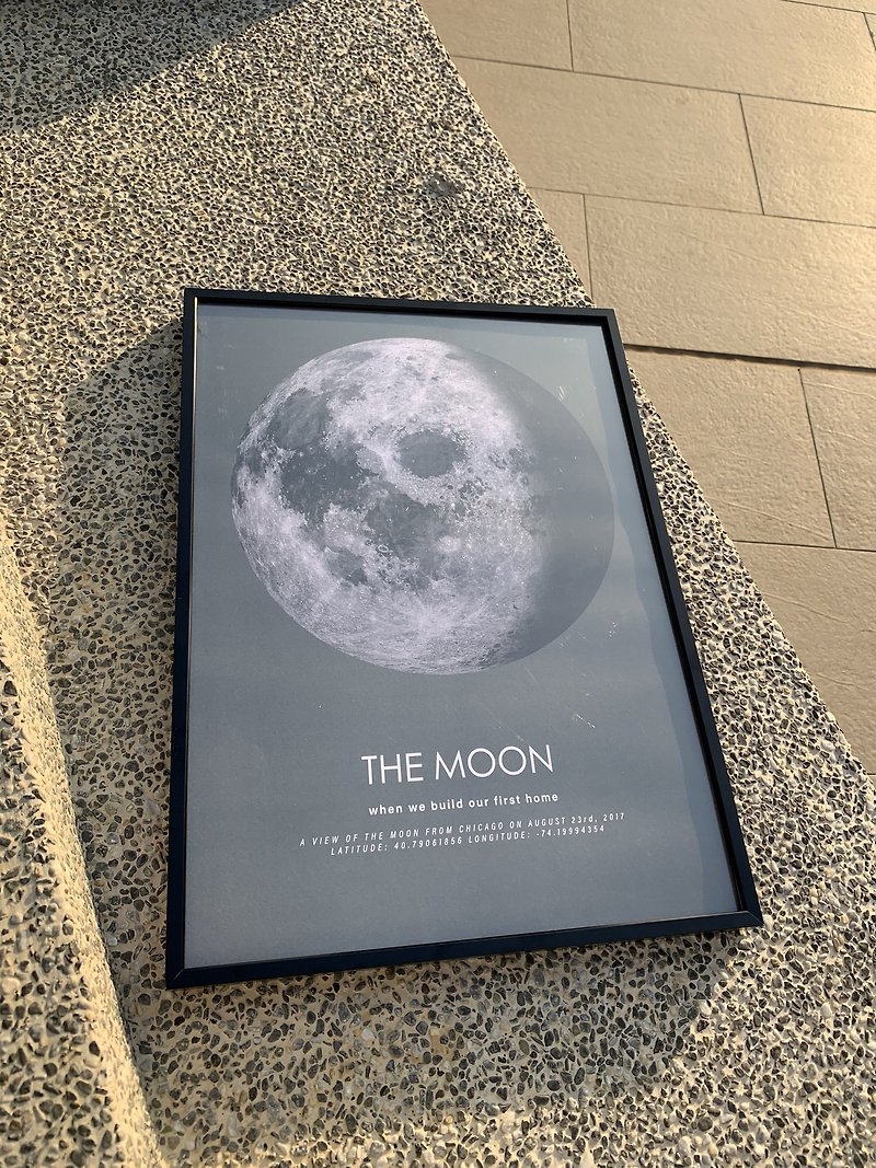 被月亮曬黑 | 客製化月亮圖 裱框畫 特別日子的月亮 紀念禮物 - 掛牆畫/海報 - 紙 多色