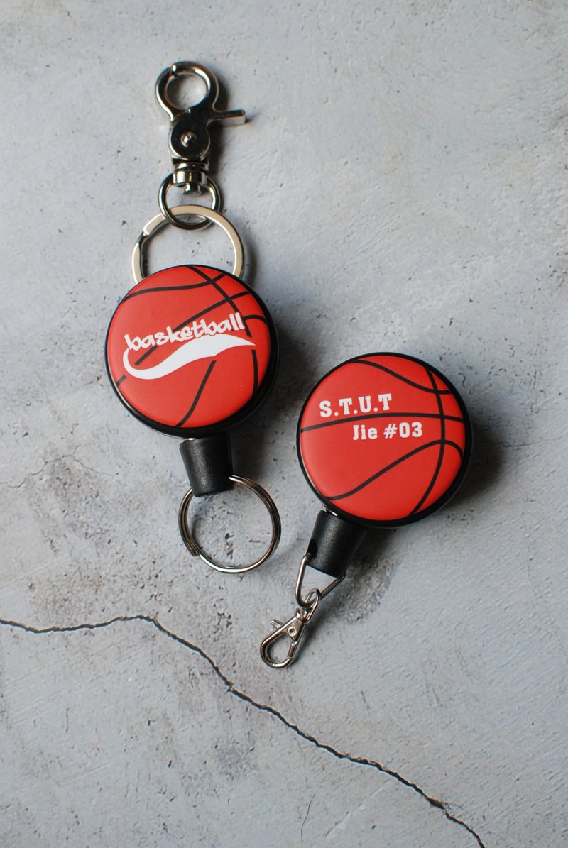 Customize your name/basketball style/retractable key ring/retractable ID holder - ที่ห้อยกุญแจ - วัสดุอื่นๆ สีแดง