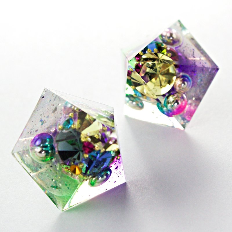 Pentagon Earrings (Cream Soda City) - Earrings & Clip-ons - Resin Multicolor