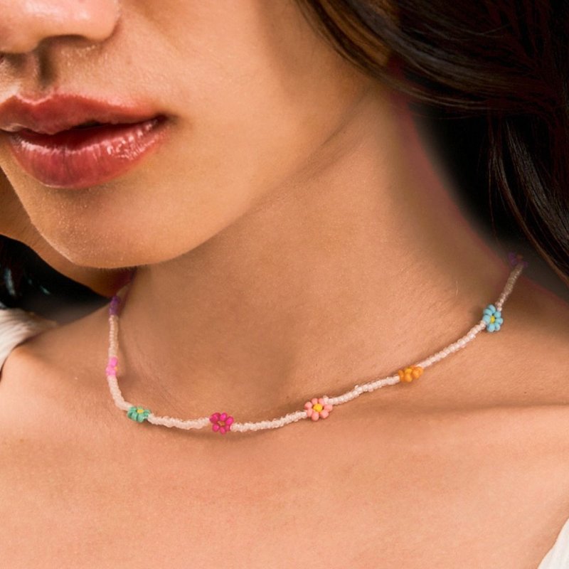 Necklace - Bead Necklace in 'Bloom' (CRN20)项链 - 項鍊 - 石頭 