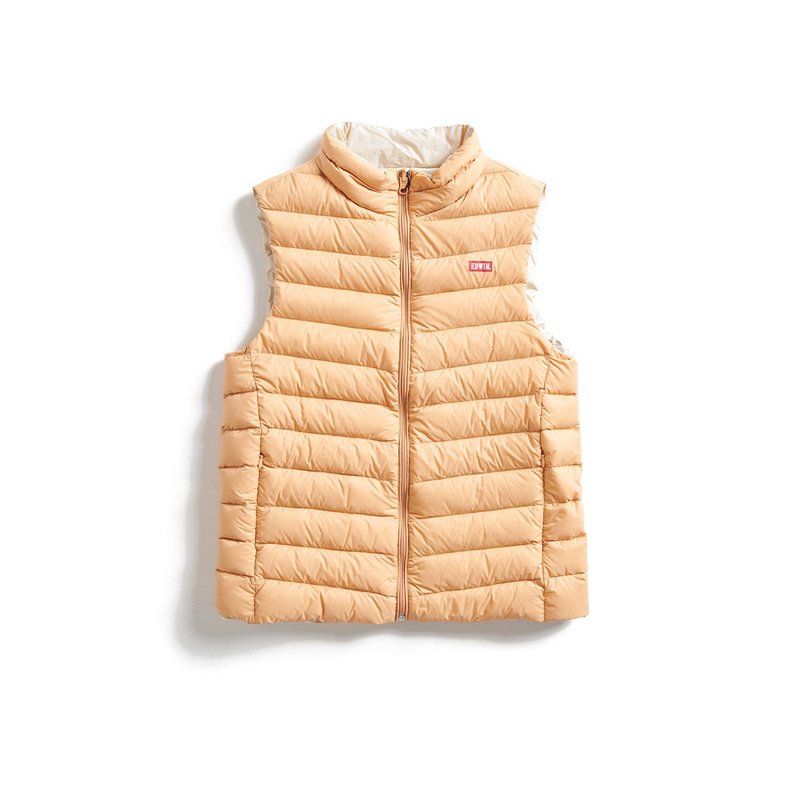EDWIN 女款 超輕量雙面穿羽絨背心 (淡桔色) #外套 - 女大衣/外套 - 棉．麻 橘色