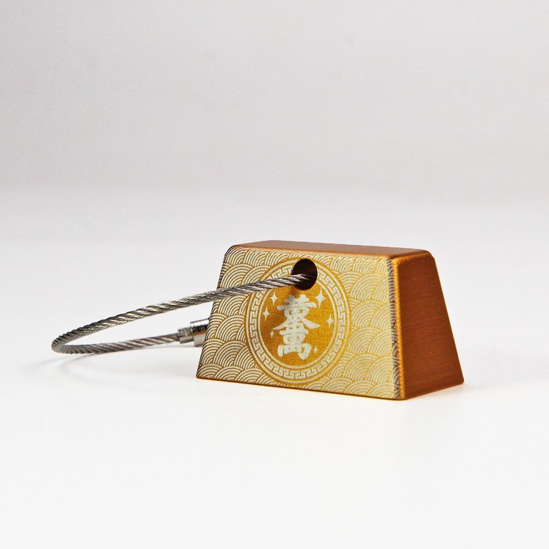Recycle of Aerospace Aluminum Scraps Gold Brick Bag Charm- Massive Wealth - ที่ห้อยกุญแจ - อลูมิเนียมอัลลอยด์ สีส้ม