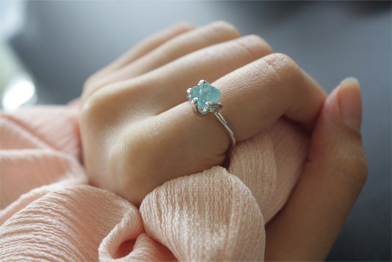 天然海藍寶石銀戒指 - 戒指 - 寶石 銀色