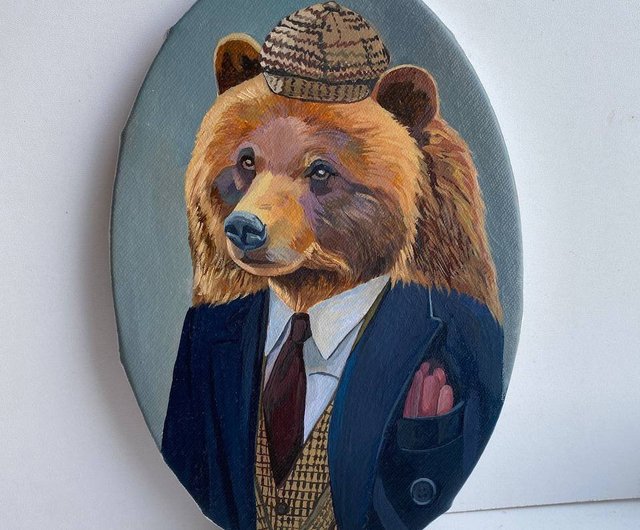 クマの油絵 壁画/子供部屋の装飾 動物の油絵 - ショップ