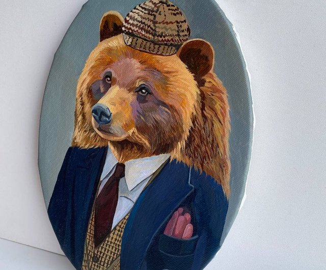 クマの油絵 壁画/子供部屋の装飾 動物の油絵 - ショップ