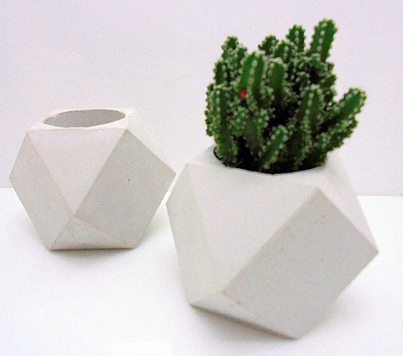 Geometry cement handmade planter - Plants - Cement Silver