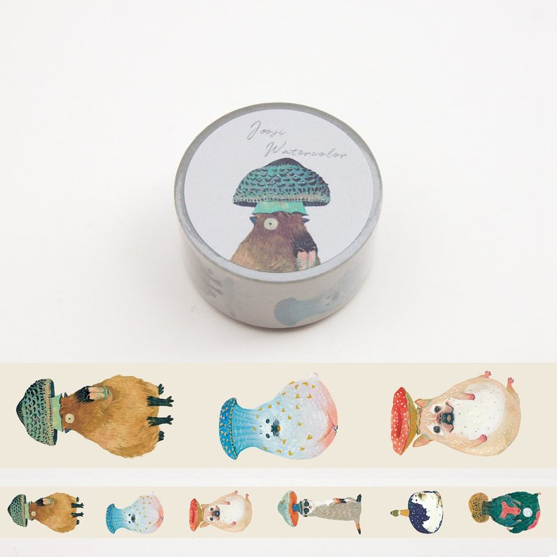 Mushroom Animals | Handmade Watercolor | Washi Tape | Sticker | Masking Tape - มาสกิ้งเทป - กระดาษ สีกากี