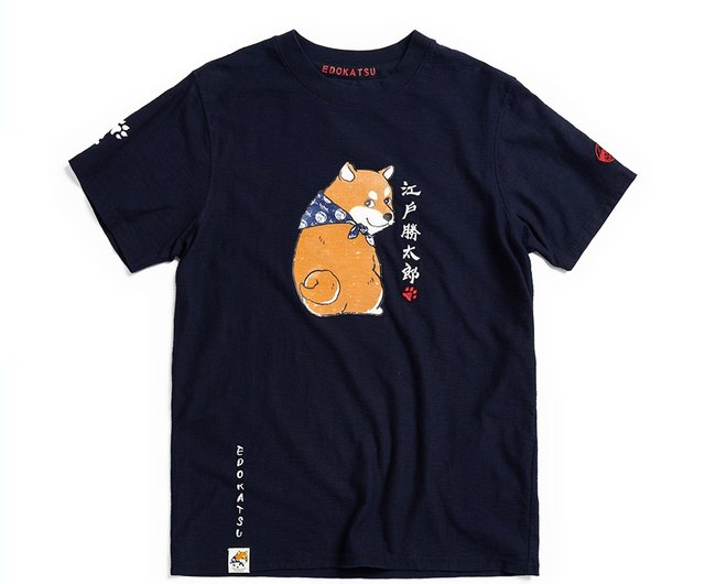 江戸勝日本勝太郎 振り返り半袖Tシャツ-メンズ(張シアン) #トップス