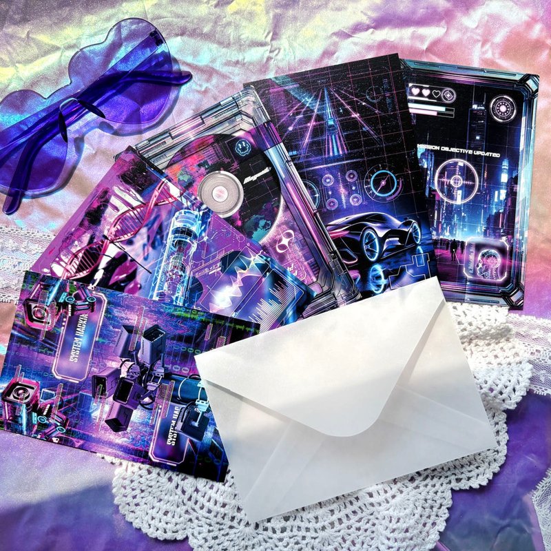Code:Magenta Postcard set - 卡片/明信片 - 紙 紫色