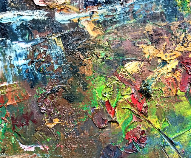 手作りの油絵川沿いの風景フリーハンギング絵画壁画装飾絵画癒しの絵画背景壁画 ショップ 獨創堂 ポスター 絵 Pinkoi