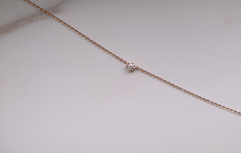 Classic Four Prongs Clavicle Diamond Necklace - สร้อยคอ - เพชร สีทอง