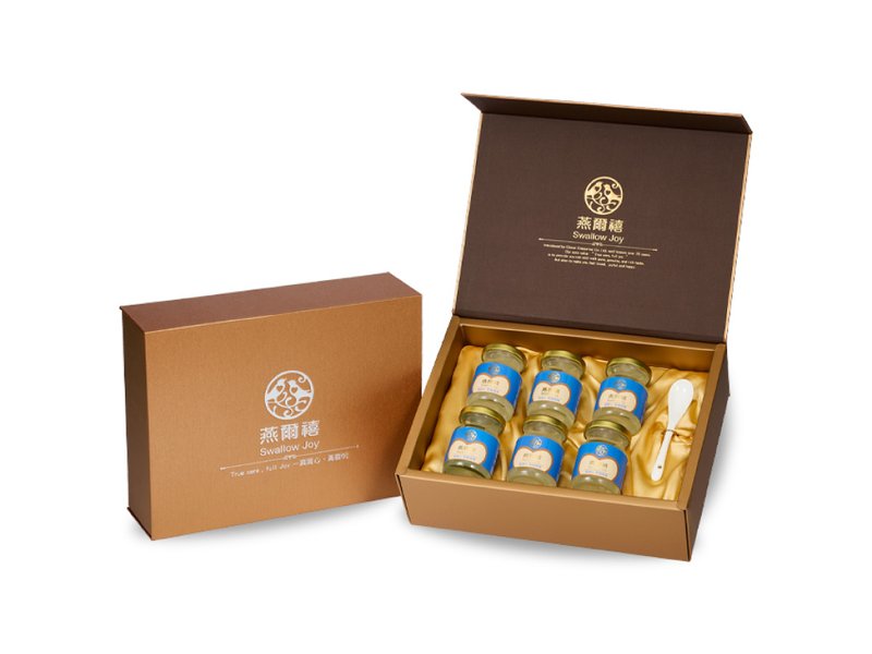 Newly launched [Yan'erxi Swallow] Official Classic Ready-to-eat Bird's Nest - Exquisite Gift Box Set of 6 - Health Foods - Glass Blue