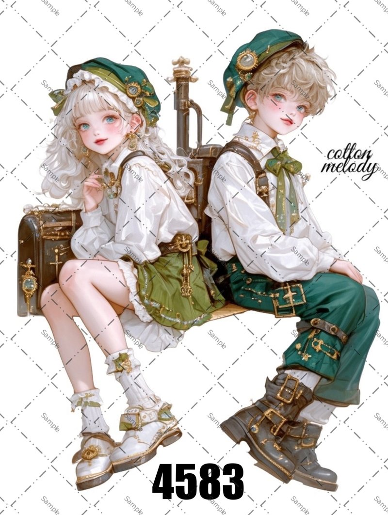 original sticker no.4583 人物ステッカー オリジナルステッカー オリジナル人物ステッカー 装飾ステッカー cotton melody - 貼紙 - 紙 
