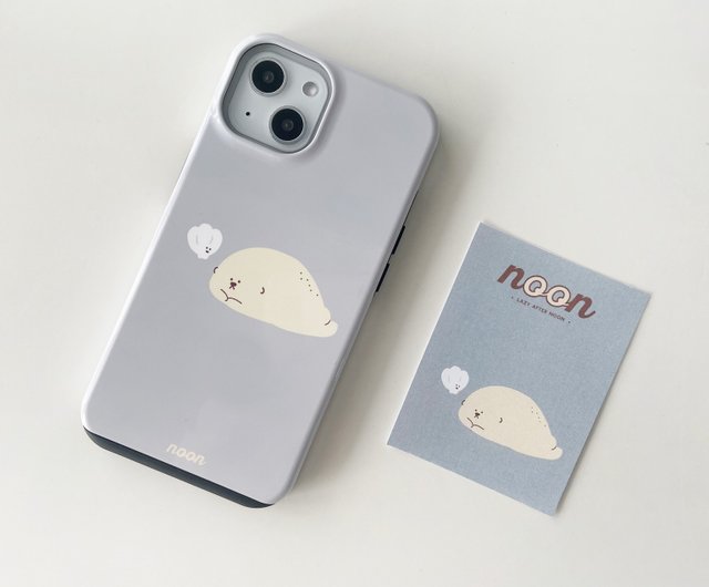 NOON Cream seal and shiny shell phone case Shop moonnoonstudio