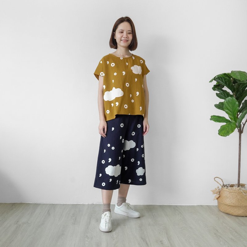 逗點句點標點雲雨上衣-咖色 - 女上衣/長袖上衣 - 棉．麻 咖啡色