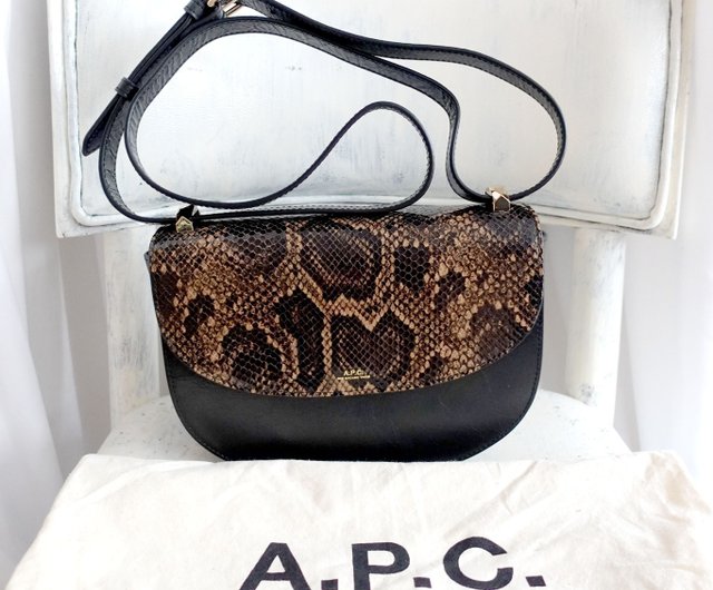 Solid black genuine good python snake Leather crossbody bag