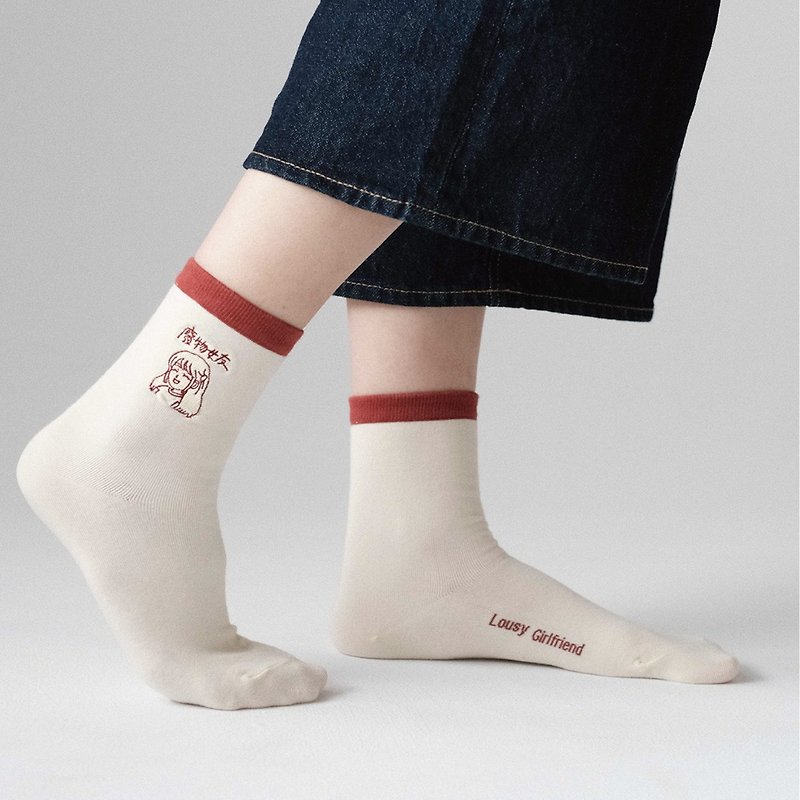 廢物女友襪襪 日常穿搭系列 限定商品 售完不補 - 其他 - 棉．麻 紅色