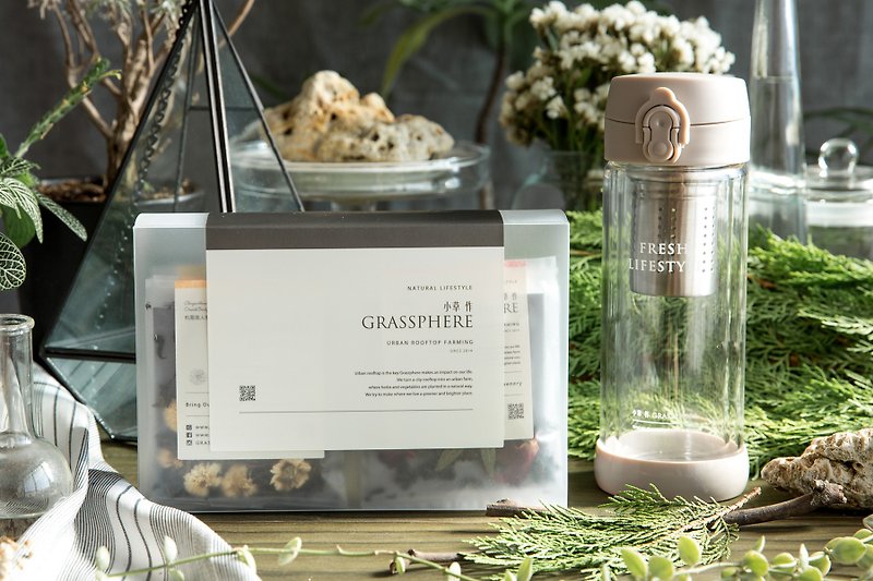 ❖ grass as ❖ "Herb X Chinese Tea Series" tea accompanied by a comprehensive set of double glass cup + - Tea - Fresh Ingredients Green