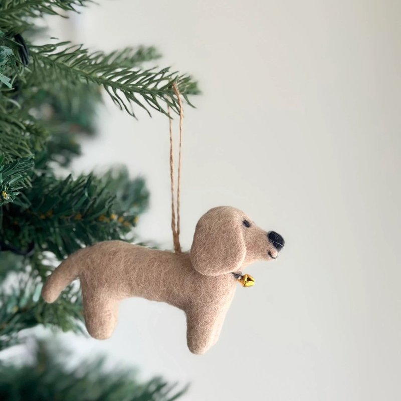 Christmas tree hanging dachshund dog Christmas decoration wool felt Christmas hanging ornaments Christmas decoration - Items for Display - Wool 