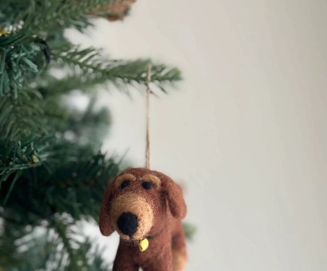 羊毛フェルト　犬　クリスマス　ツリー　置物 クリスマスプレゼント クリスマスツリー オーナメント 羊毛フェルト 薪